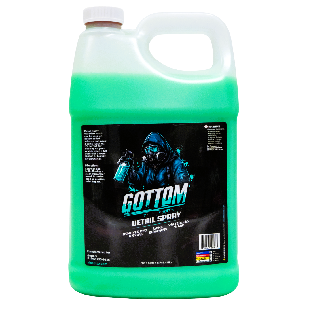 Gottom - Detail Spray - 1 Gallon (128 oz) - Quick & Easy Waterless Detailer to Enhance Shine, Remove Prints & Smudges, Polisher Clay Bar & Wax Support - Scented with Turbo Tiki