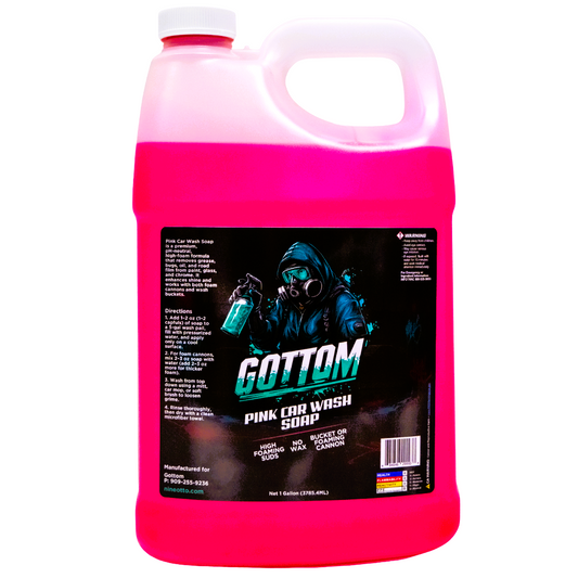 Gottom - Pink Car Wash Soap - 1 Gallon (128 oz) - High Suds pH Neutral Foam Cannon & Bucket Wash Shampoo, Safe for any Paint Finish, Waxes & Sealants - Scented with Nitro Cherry