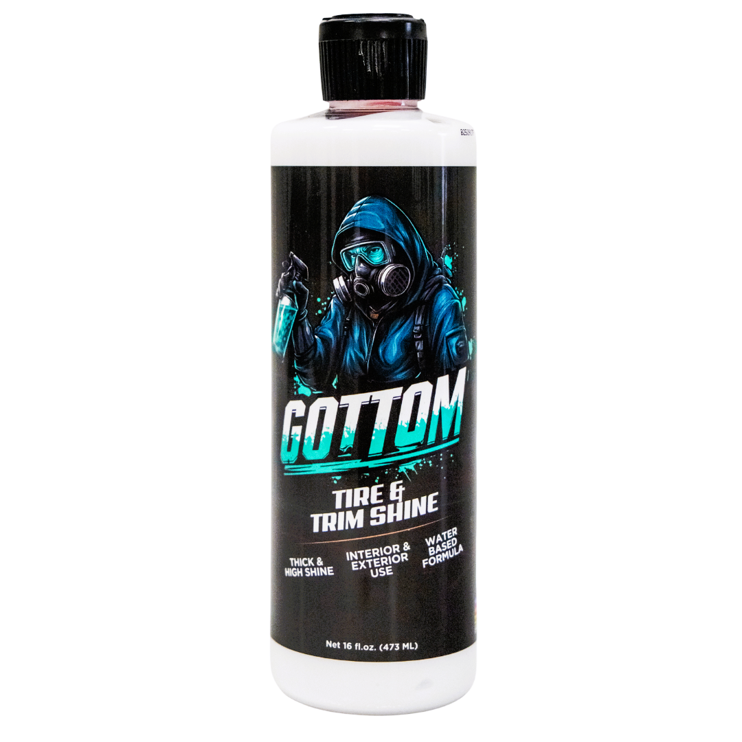 Gottom - Tire & Trim Shine - 16 oz - Ultra High Glossy Shine Water Based Performance Thick Dressing For Tires & Plastic Trim - Scented with Boosted Colada