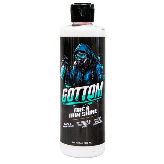 Gottom - Tire & Trim Shine - 16 oz - Ultra High Glossy Shine Water Based Performance Thick Dressing For Tires & Plastic Trim - Scented with Boosted Colada