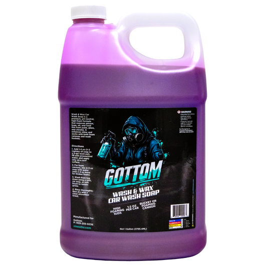 Gottom - Wash & Wax Car Wash Soap - 1 Gallon (128 oz) - Ultra Foaming Deep Clean Carnauba Wax Soap for Foam Cannons & Buckets for a Premium Finish - Scented with Frozen Grape