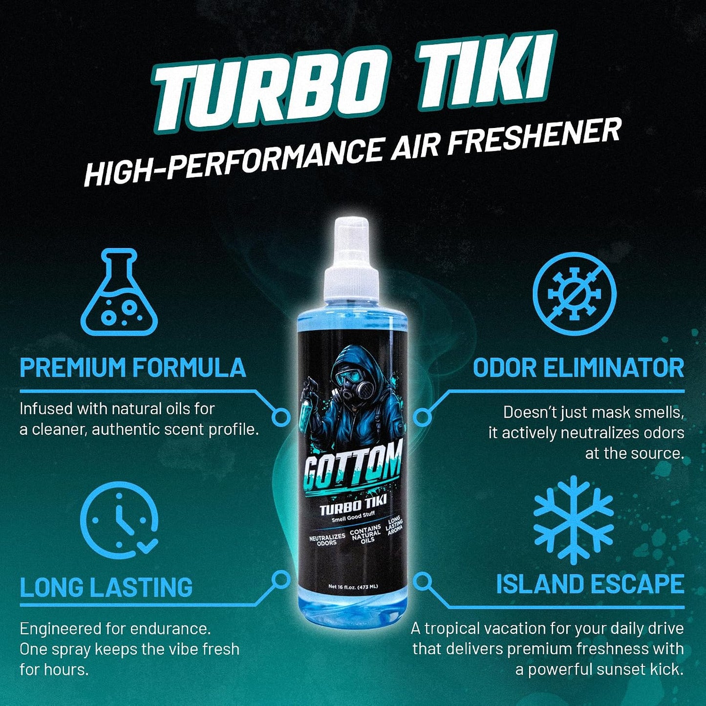 Gottom - Turbo Tiki - Premium Air Freshener - 16oz